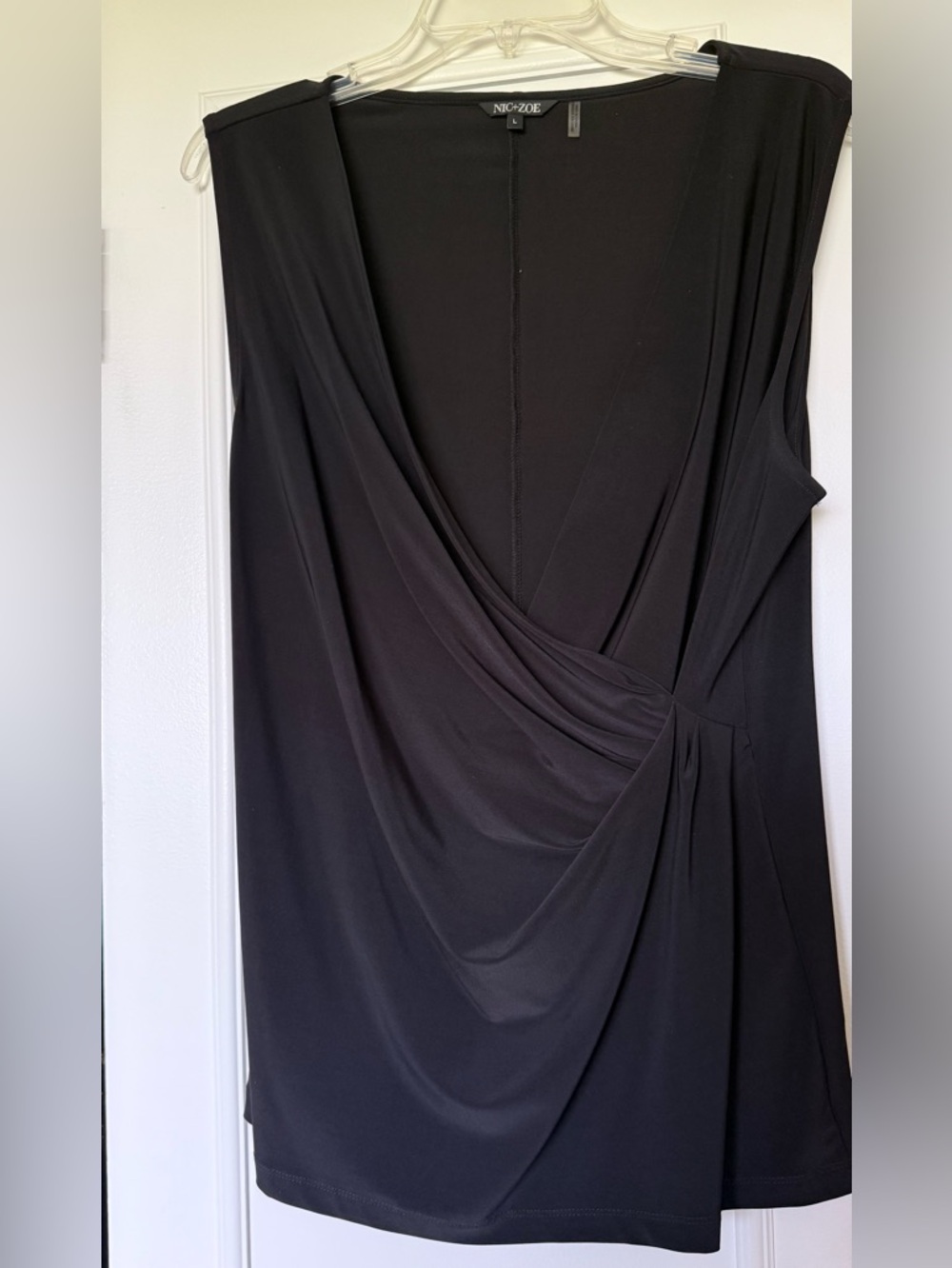 NIC+ZOE Black faux wrap sleeveless top